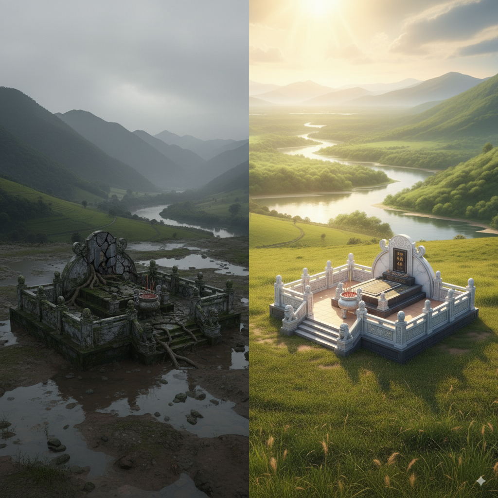 Nguyên Tắc Kết Hợp Địa Hình với Hướng Mộ - đất xây lăng mộ