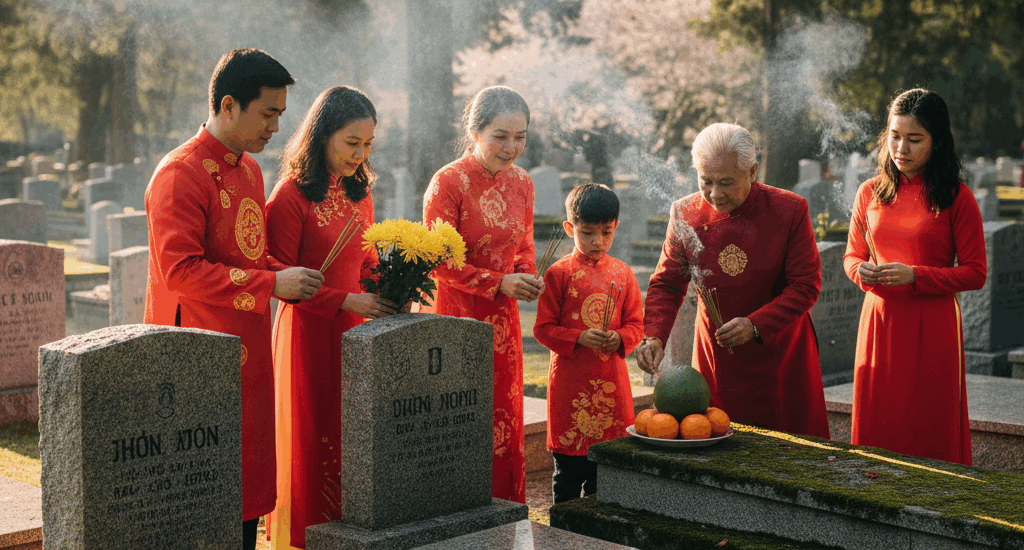 Bia Mộ Trong Văn Hóa Châu Á: Ý Nghĩa và Phong Tục Viếng Mộ, Cúng Bái Tổ Tiên