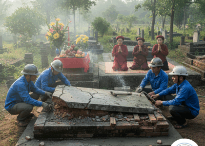 Mộ bị nứt, vỡ, sụt lún là hiện tượng thường gặp. 12 nguyên nhân “động mộ” và cách khắc phục, sửa mộ theo phong thủy để giữ mộ phần bền vững.