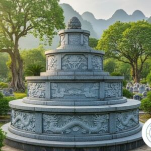 Mẫu Lăng Mộ Đá Tròn 3 Tầng Hợp Phong Thuỷ