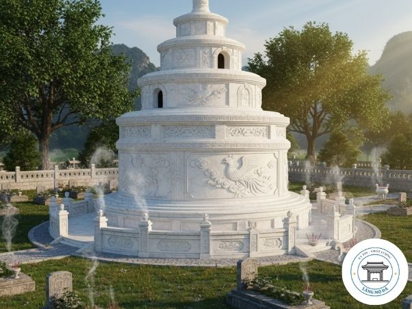 Mẫu Lăng Mộ Đá Tròn 3 Tầng Hợp Phong Thuỷ - Ảnh 2