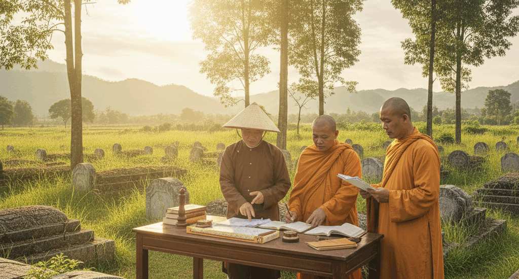 Bảng giá chi phí sửa chữa mộ bị nứt vỡ, sạt lở chi tiết. Hướng dẫn khắc phục, gia cố và chọn dịch vụ chuẩn phong thủy âm trạch.